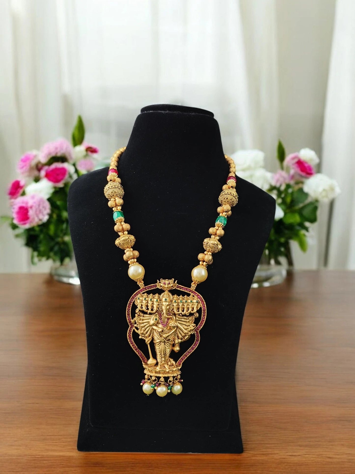 Anvika Temple Pendent Set