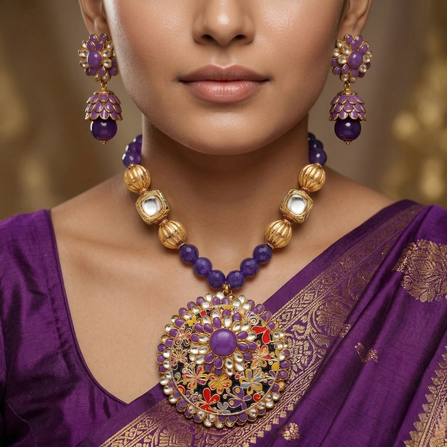 Sophia Kundan Pendent Set