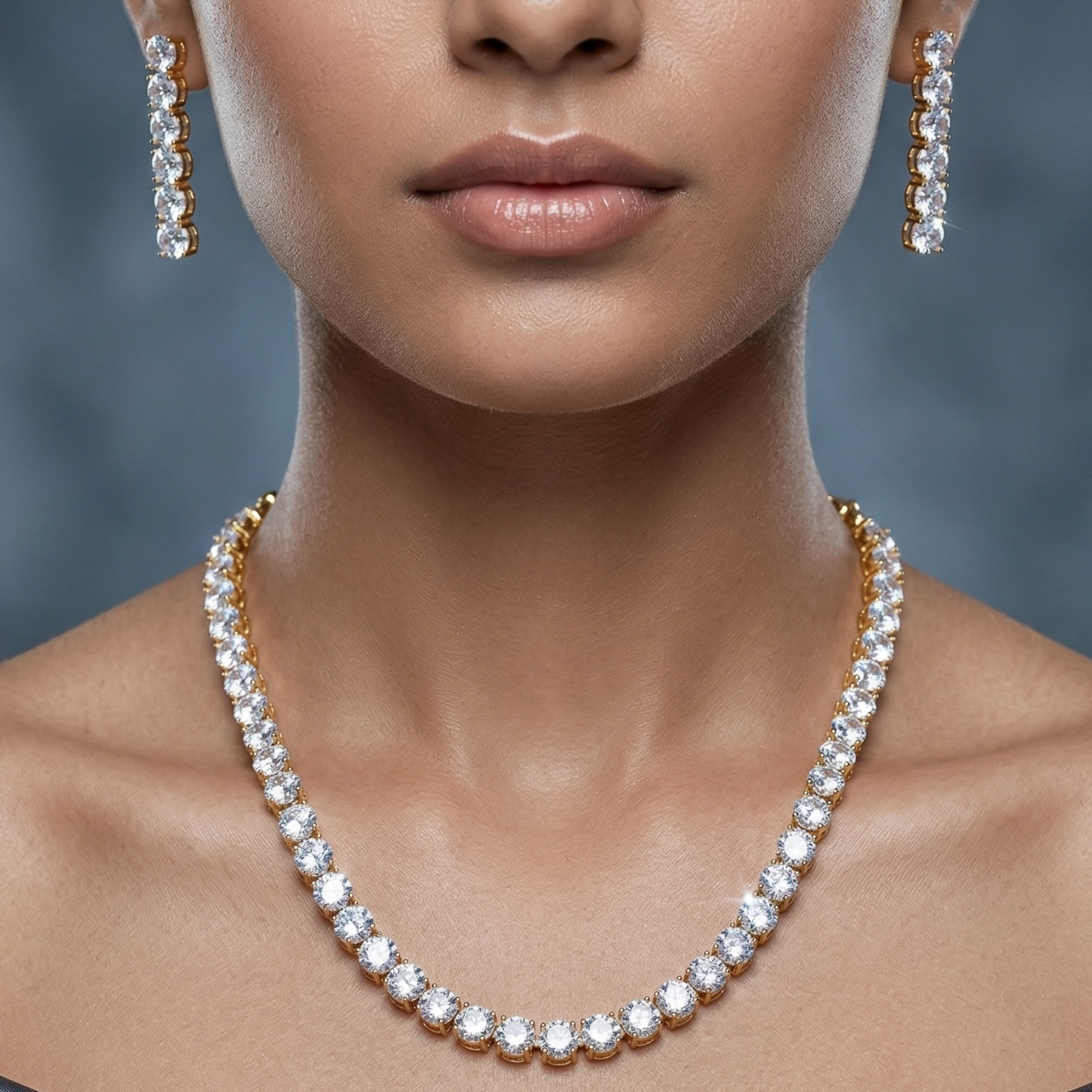 Zoe Zircon Gold-Plated Necklace Set
