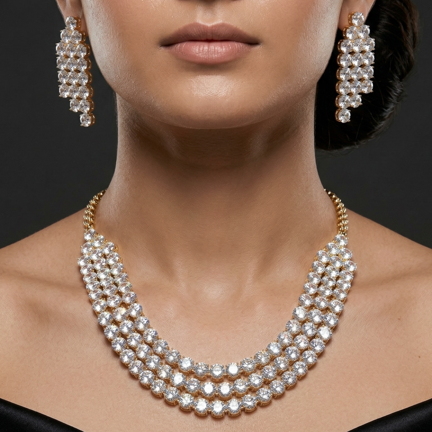 Hazel Zircon Gold-Plated Necklace Set