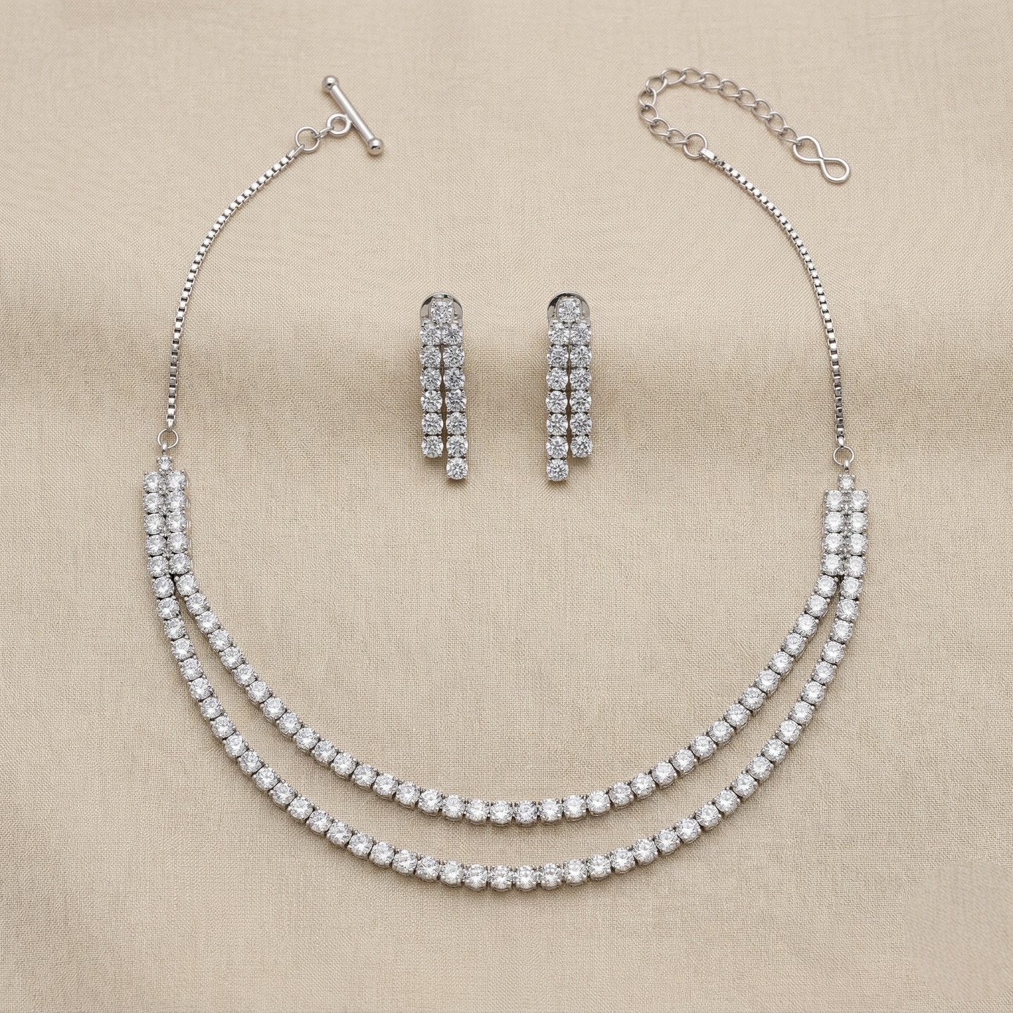 Mia Zircon White Rodium Necklace Set