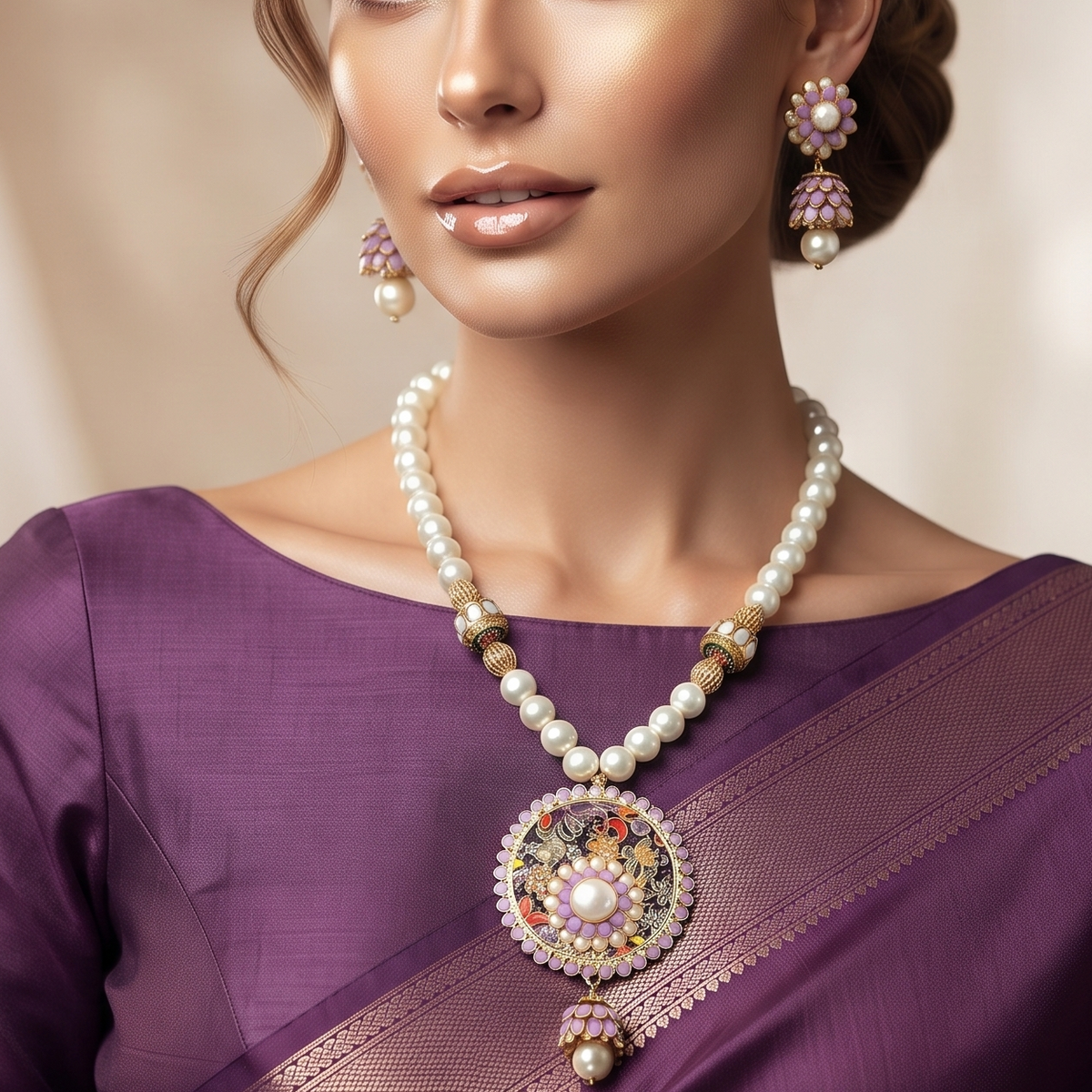 Manvi Kundan Pendent Set