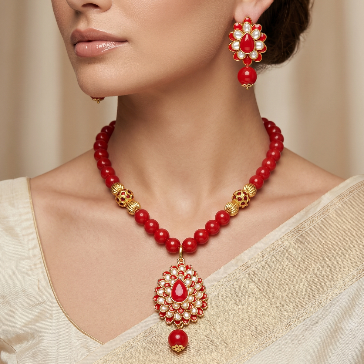 Navyaa Kundan Pendent Set