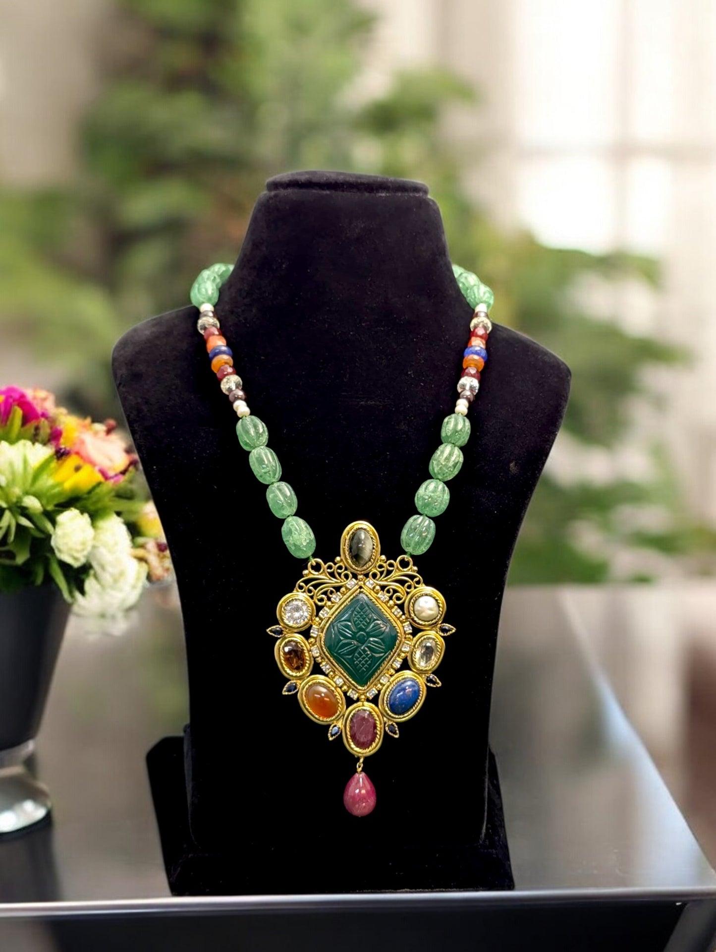 Aaradhya Semi-Pr. Navratan Necklace