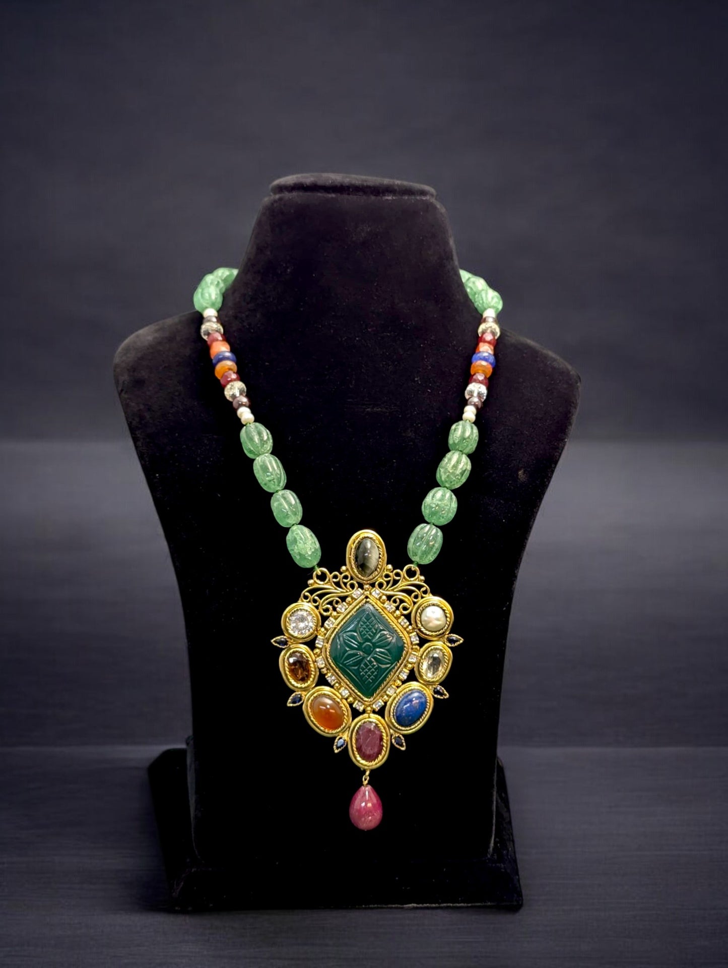 Aaradhya Semi-Pr. Navratan Necklace