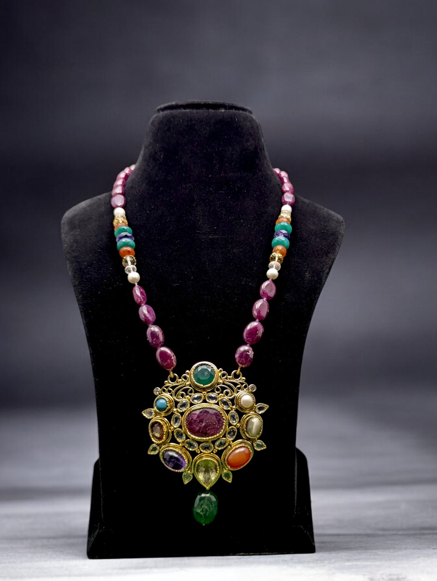 Kavya Semi-Pr. Navratan Necklace