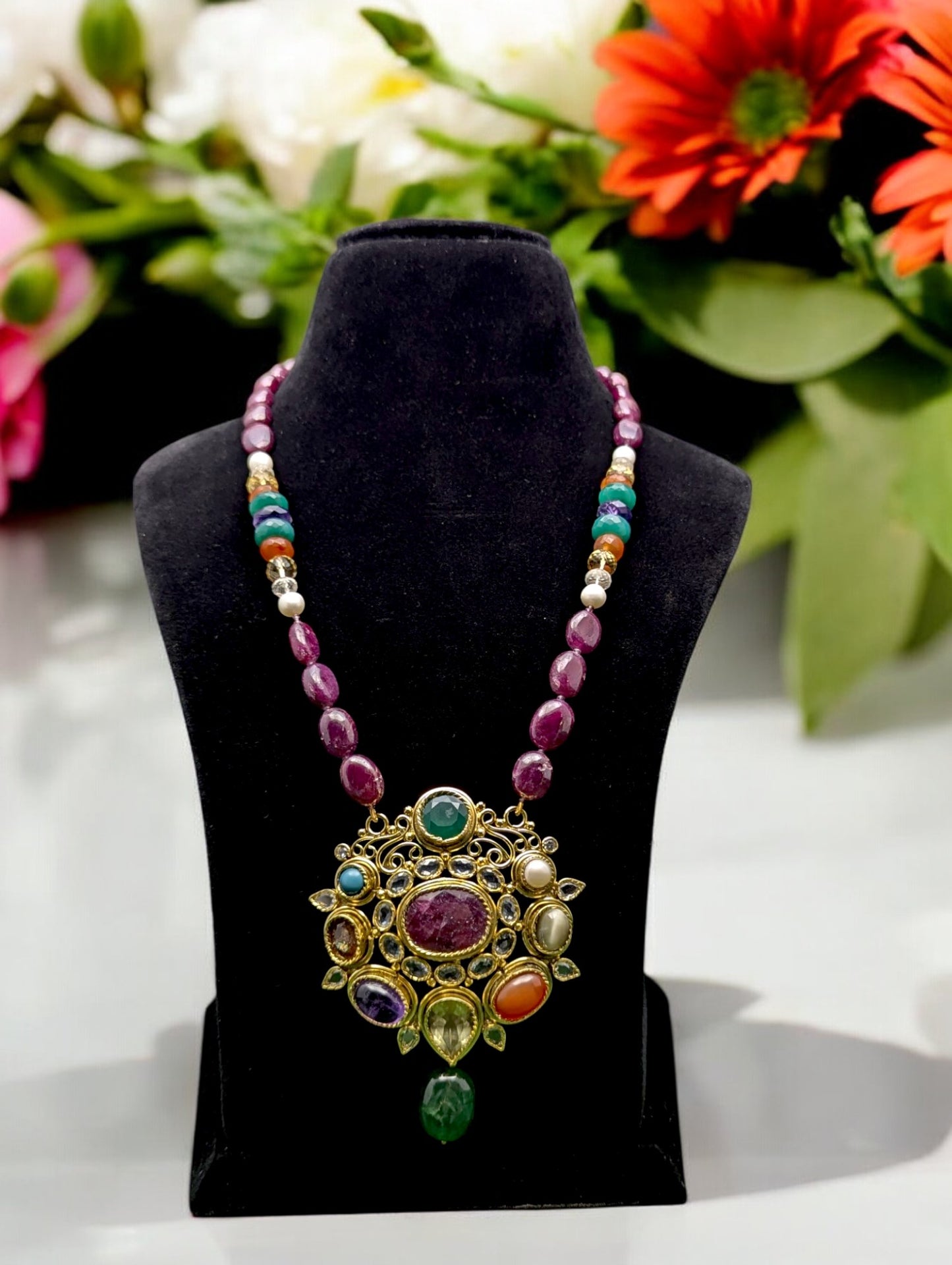 Kavya Semi-Pr. Navratan Necklace