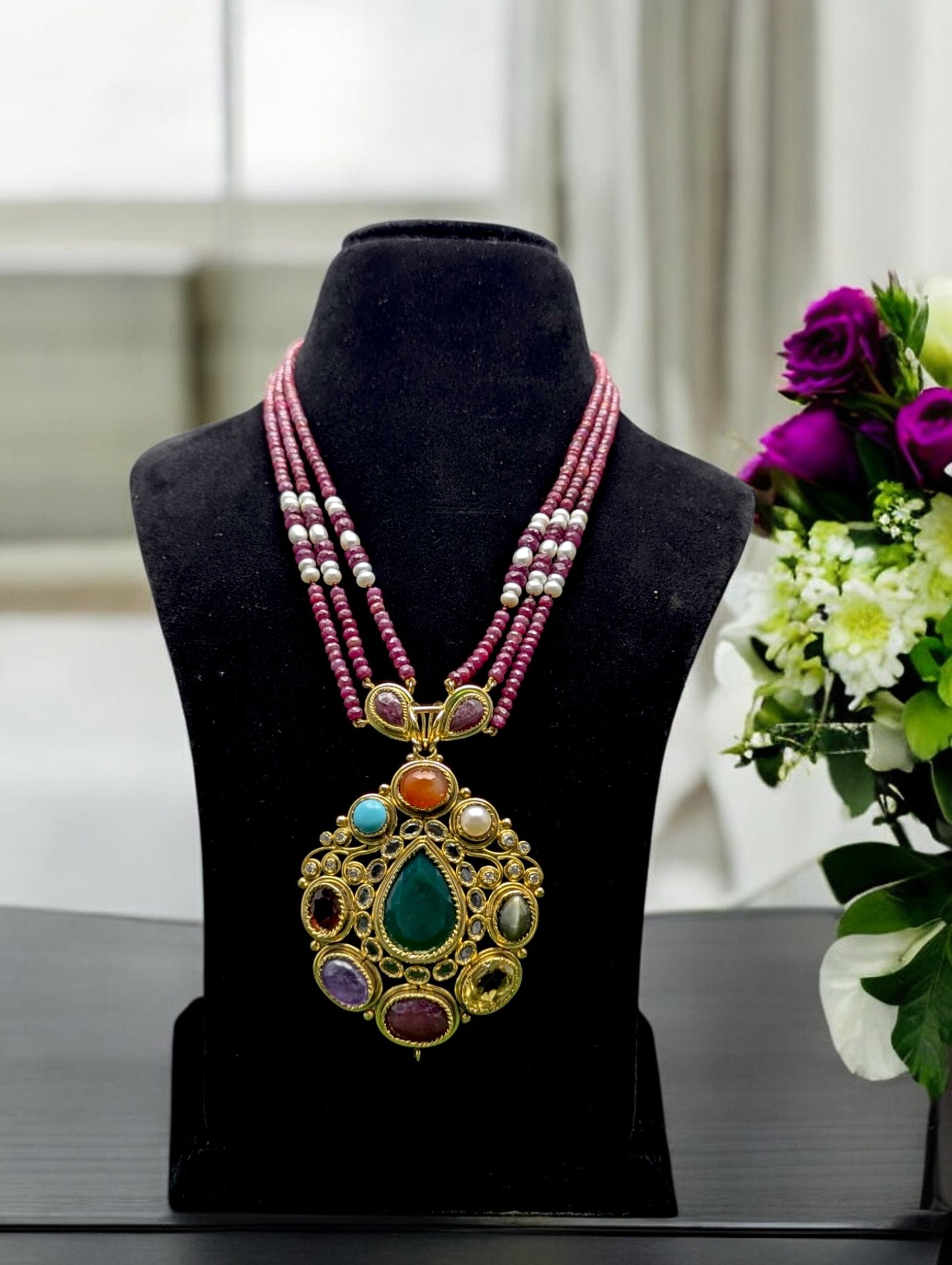 Nitya Semi-Pr. Navratan Necklace