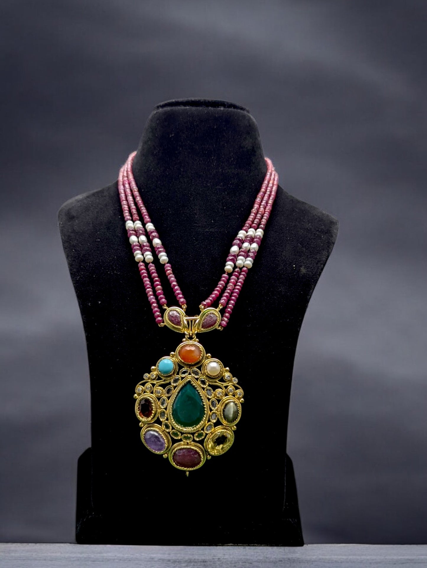 Nitya Semi-Pr. Navratan Necklace