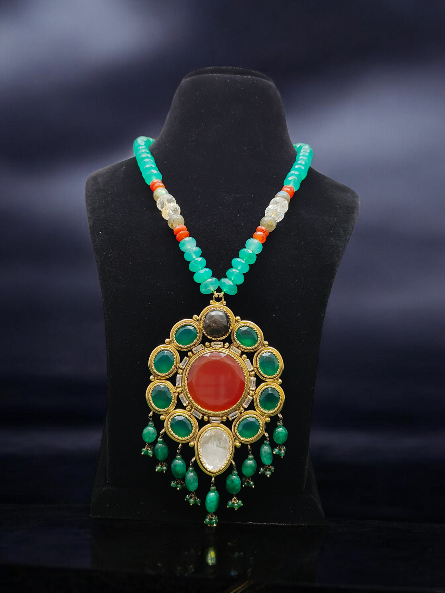 Jhanvi Semi-Pr. Navratan Necklace