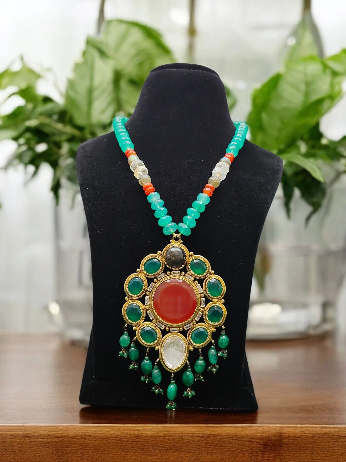 Jhanvi Semi-Pr. Navratan Necklace