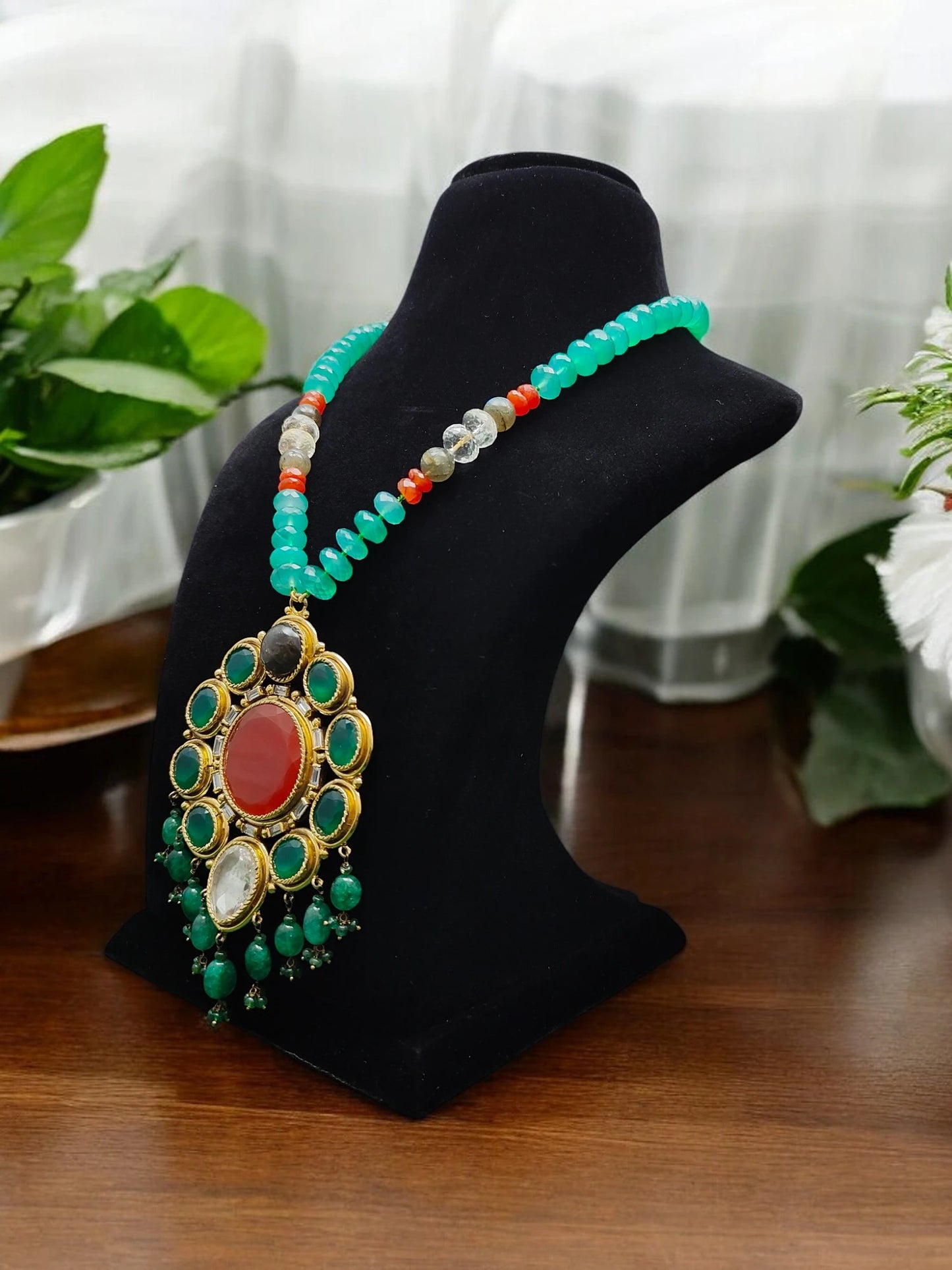 Jhanvi Semi-Pr. Navratan Necklace