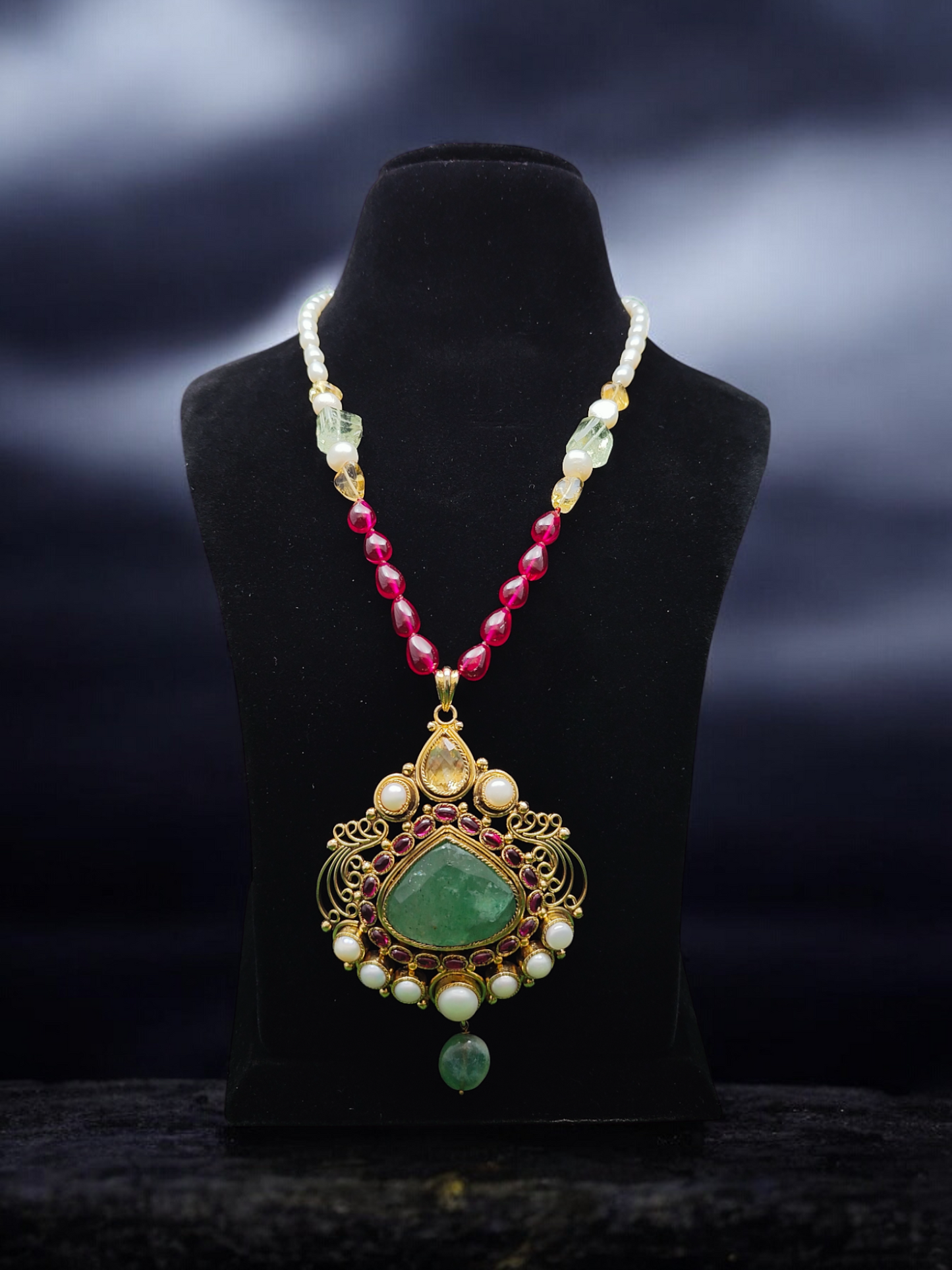 Nalini Semi-Pr. Navratan Necklace