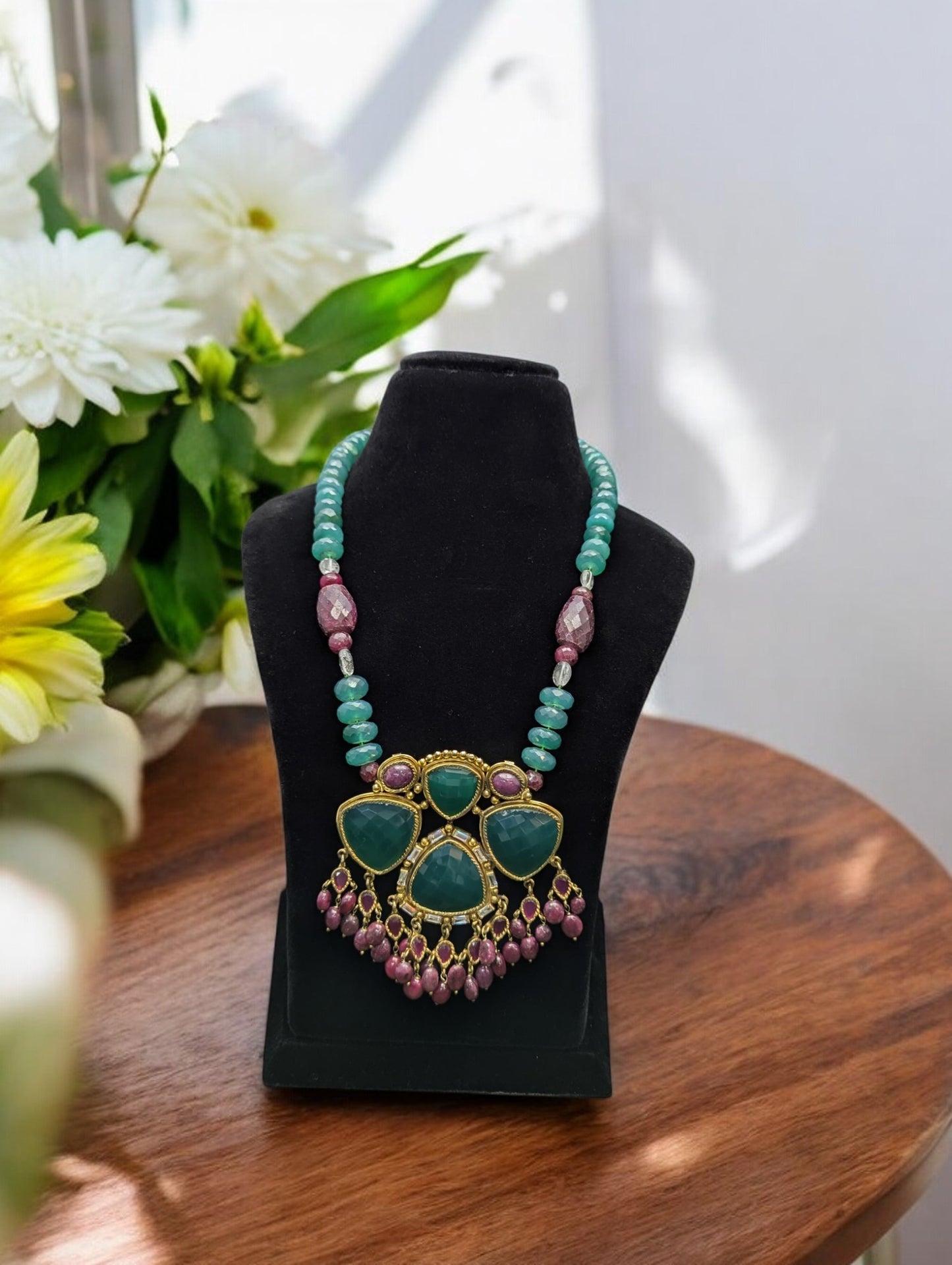 Aahana Semi-Pr. Navratan Necklace