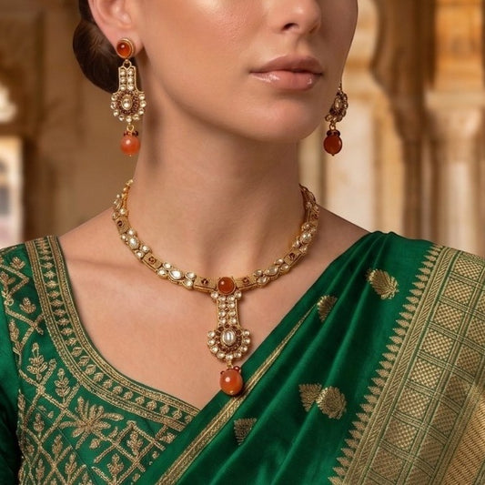 Polki Necklace Set - E004HR