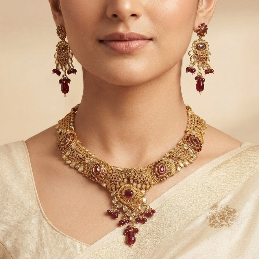 Polki Necklace Set - E004HZ