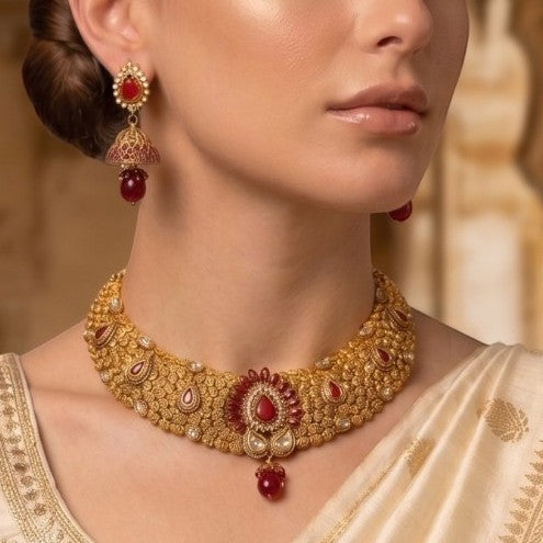 Polki Necklace Set - E004I4
