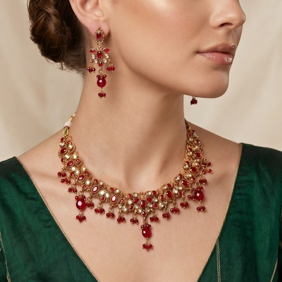 Polki Necklace Set - E004IB