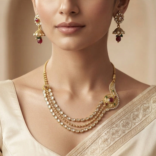 Polki Necklace Set - E004IW