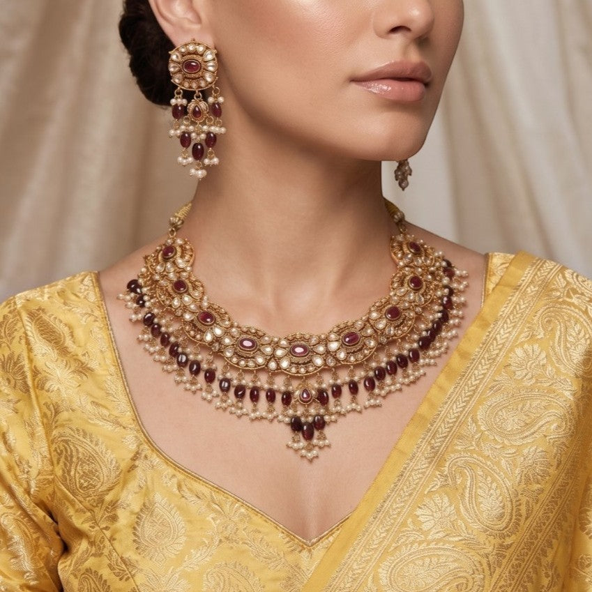 Polki Necklace Set - E004KC