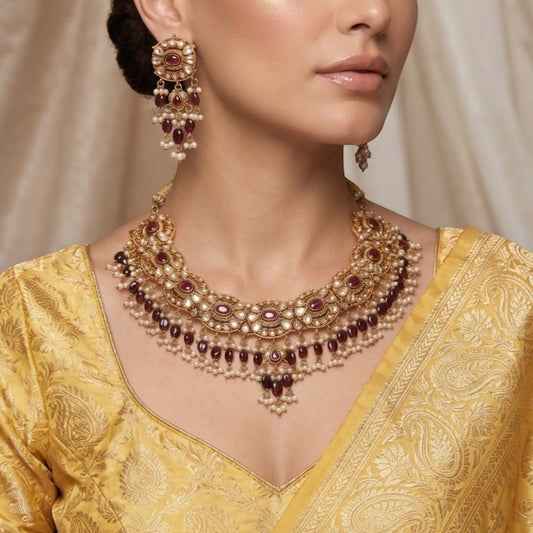 Polki Necklace Set - E004KC