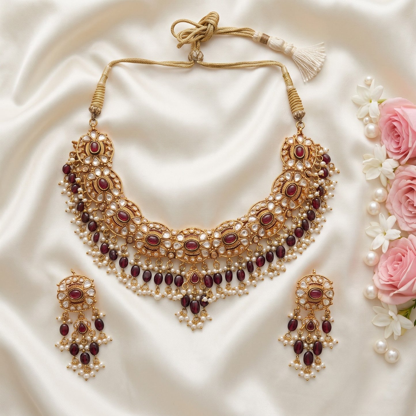 Polki Necklace Set - E004KC