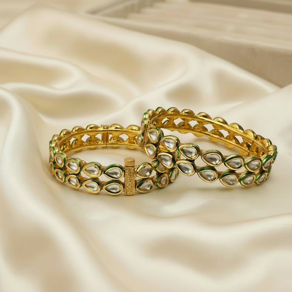 Kundan Bangles -2X6 - 2X4