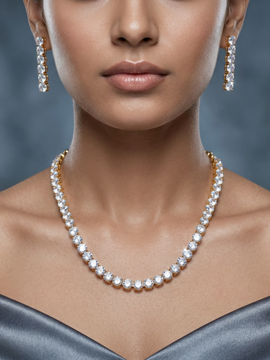 Zoe Zircon Gold-Plated Necklace Set