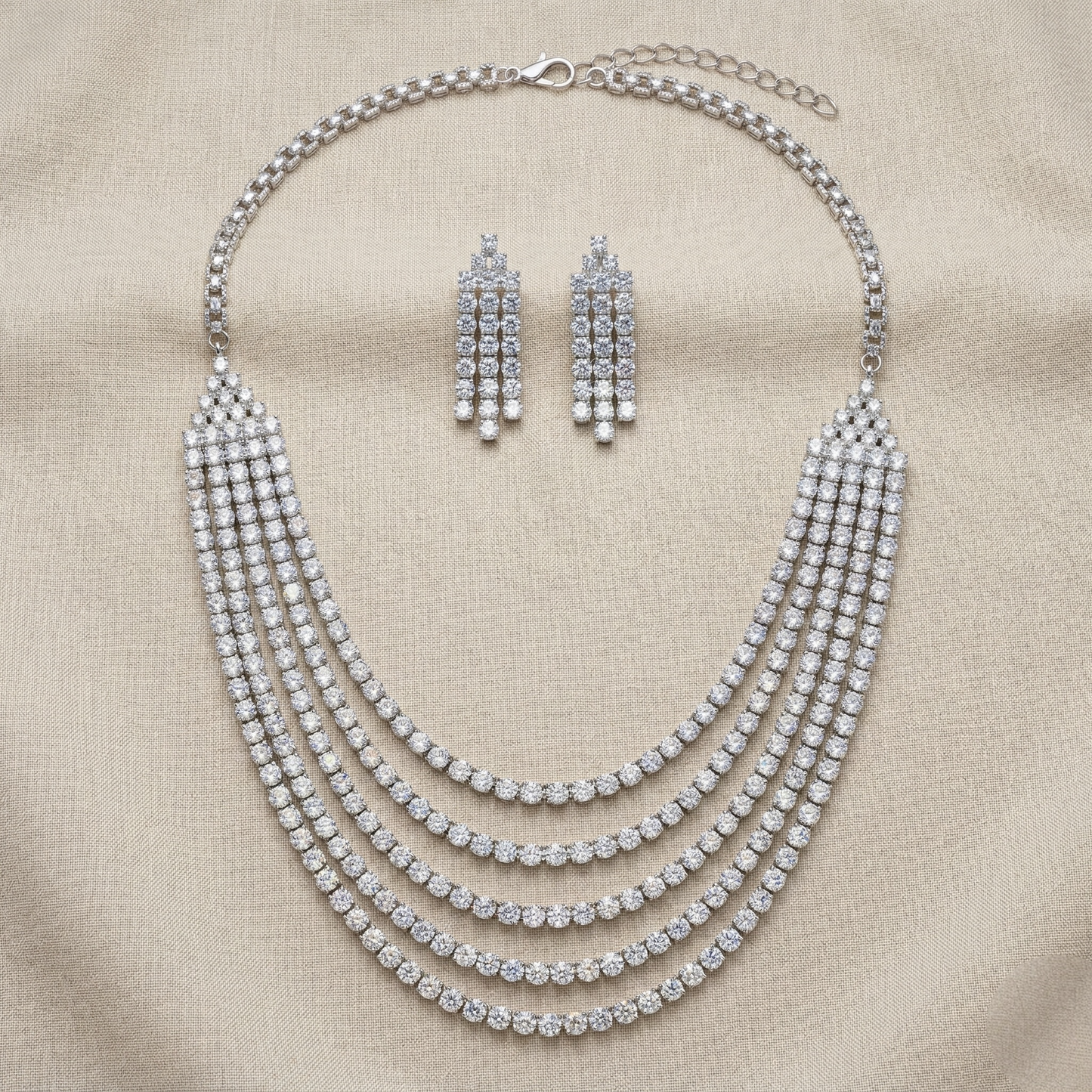 Lily Zircon White Rodium Necklace Set