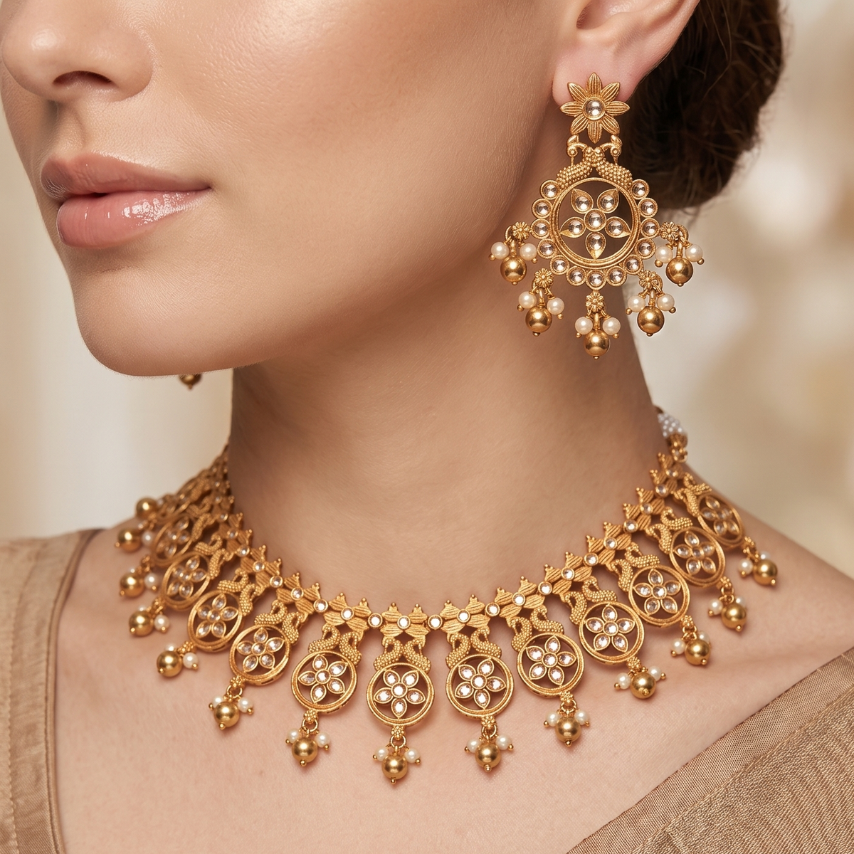Diya Temple Necklace
