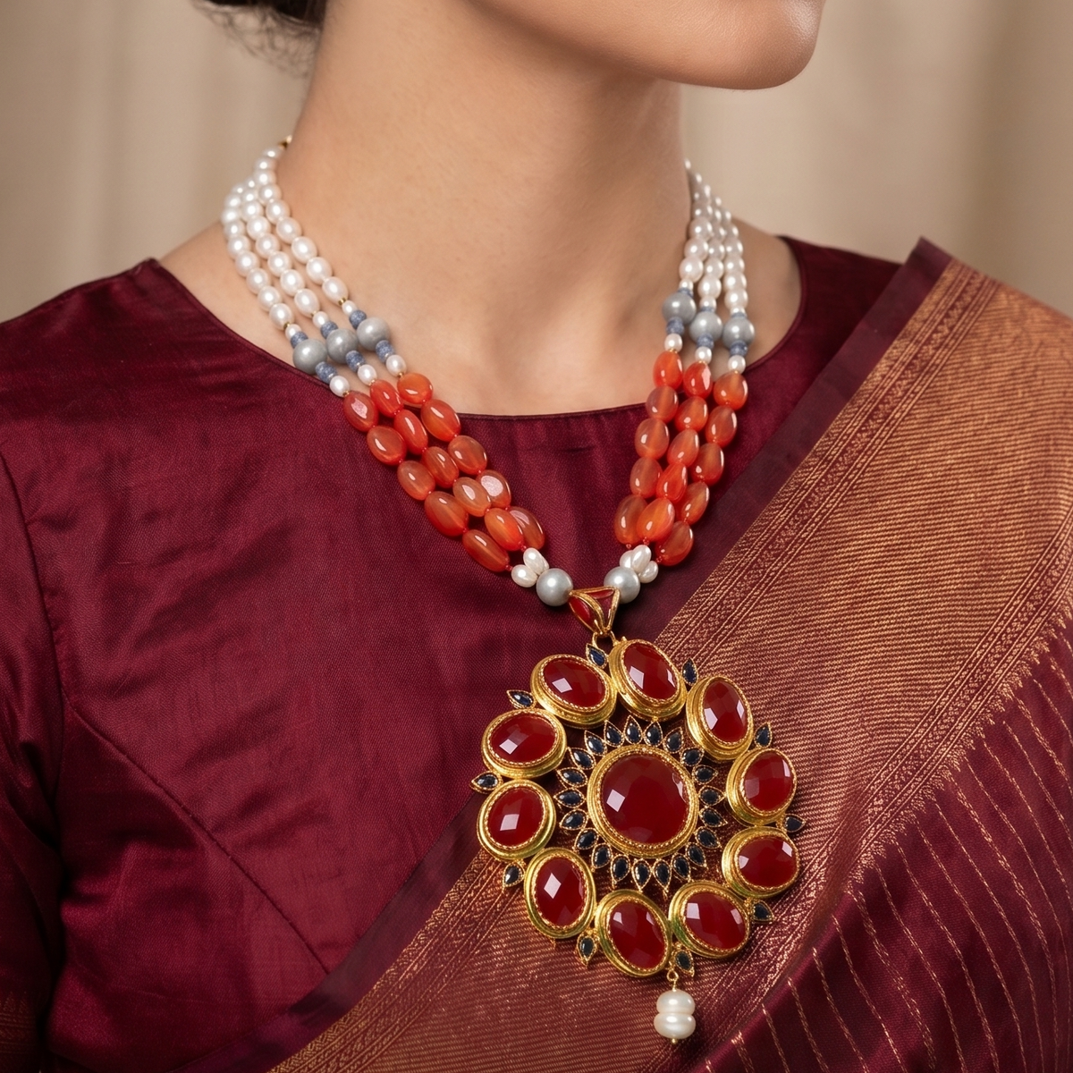 Sakshi Semi-Pr. Navratan Necklace