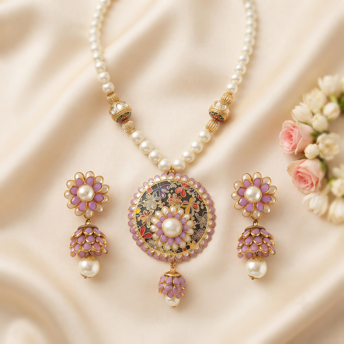 Manvi Kundan Pendent Set