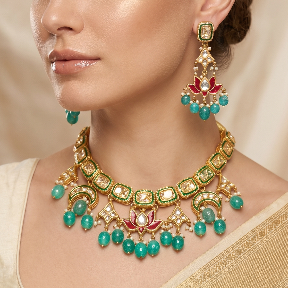 Tanisha Kundan Necklace Set