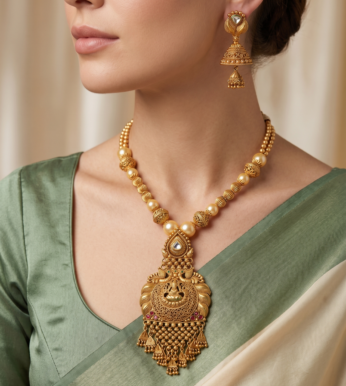 Ridhima Temple Pendent Set